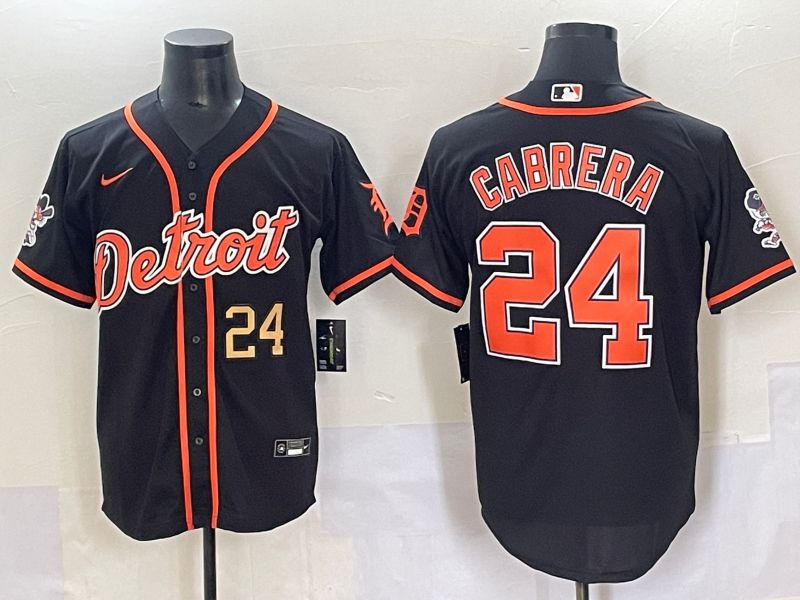Men 2025 Detroit Tigers 24 Cabrera Black Joint Name Nike MLB Jersey style 3